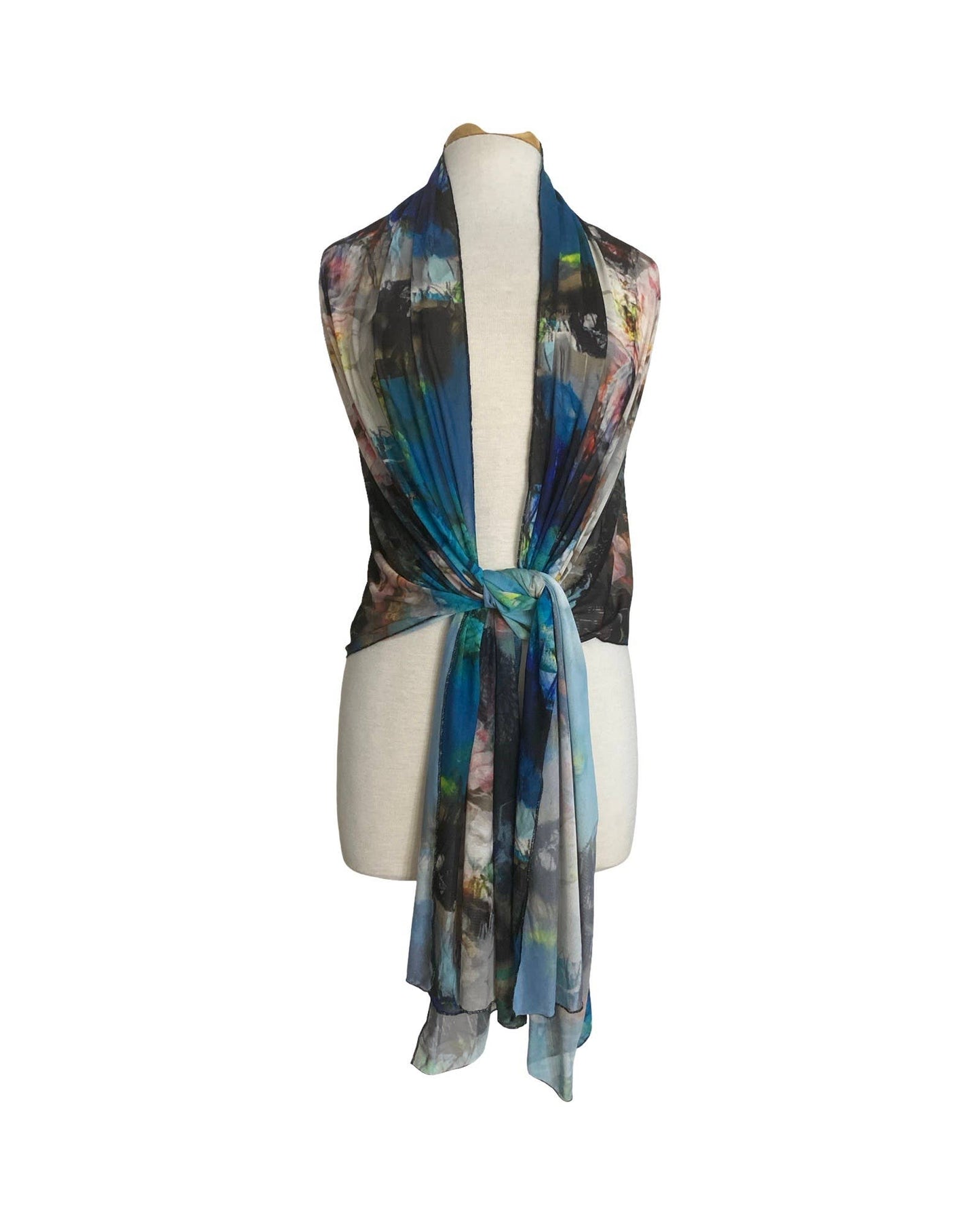 TIANNA Long & Wide Print Mesh Shawl Stole Wrap : OS