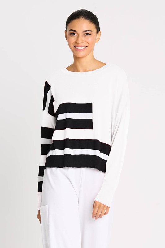 Pima Cotton Athletic Sweater - White
