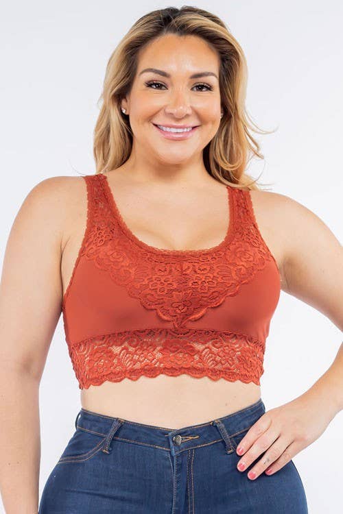 Plus Padded Lace Bralette: BLACK / 3-3 (1XL-2XL)