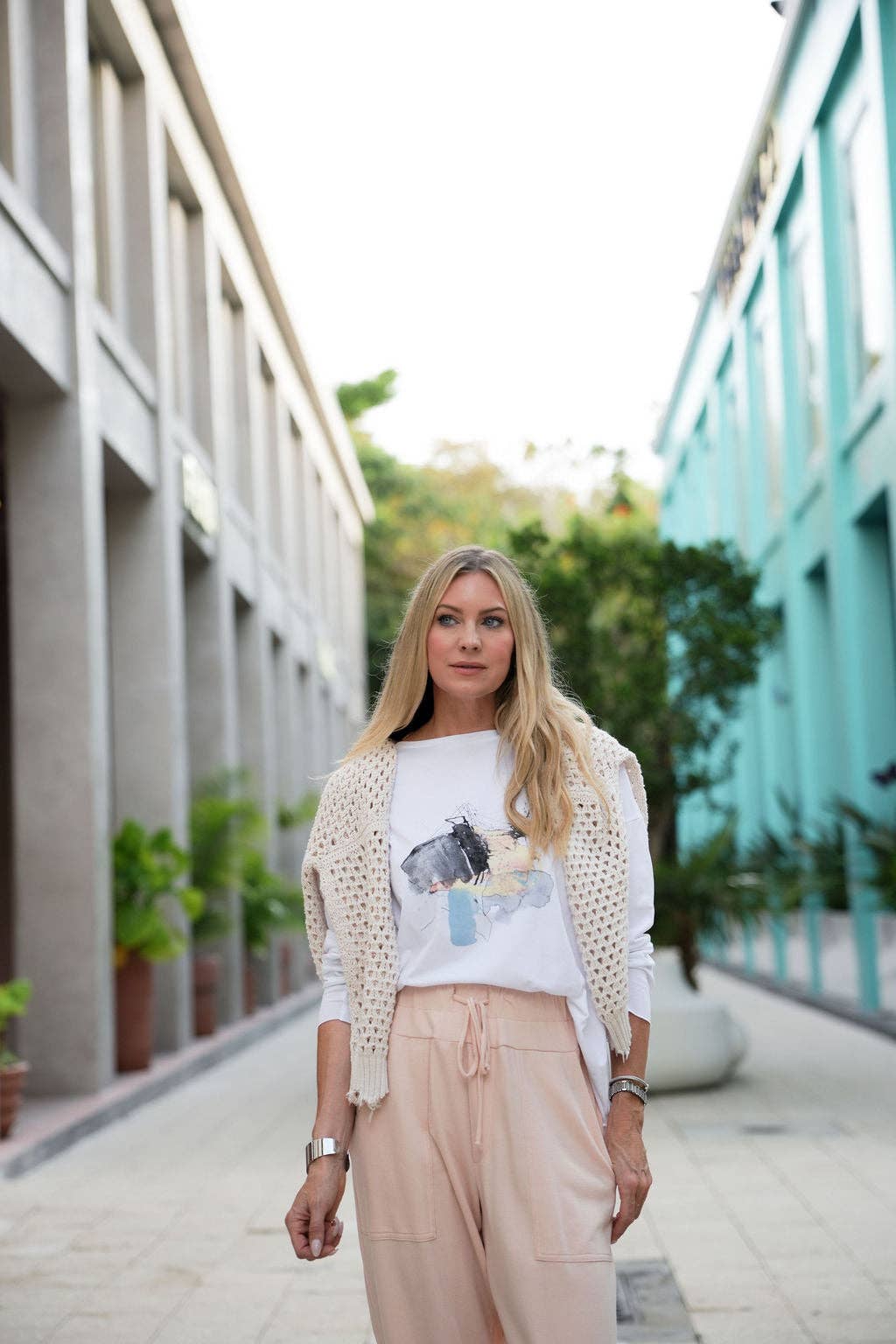 Pima Cotton "Watercolor" Luxury Boxy Tee - As Shown