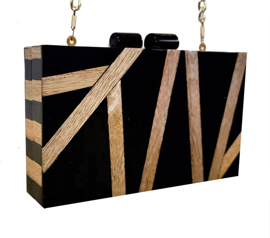 BOX BAG WOOD AND ACRYLIC INLAY BLACK FOREST