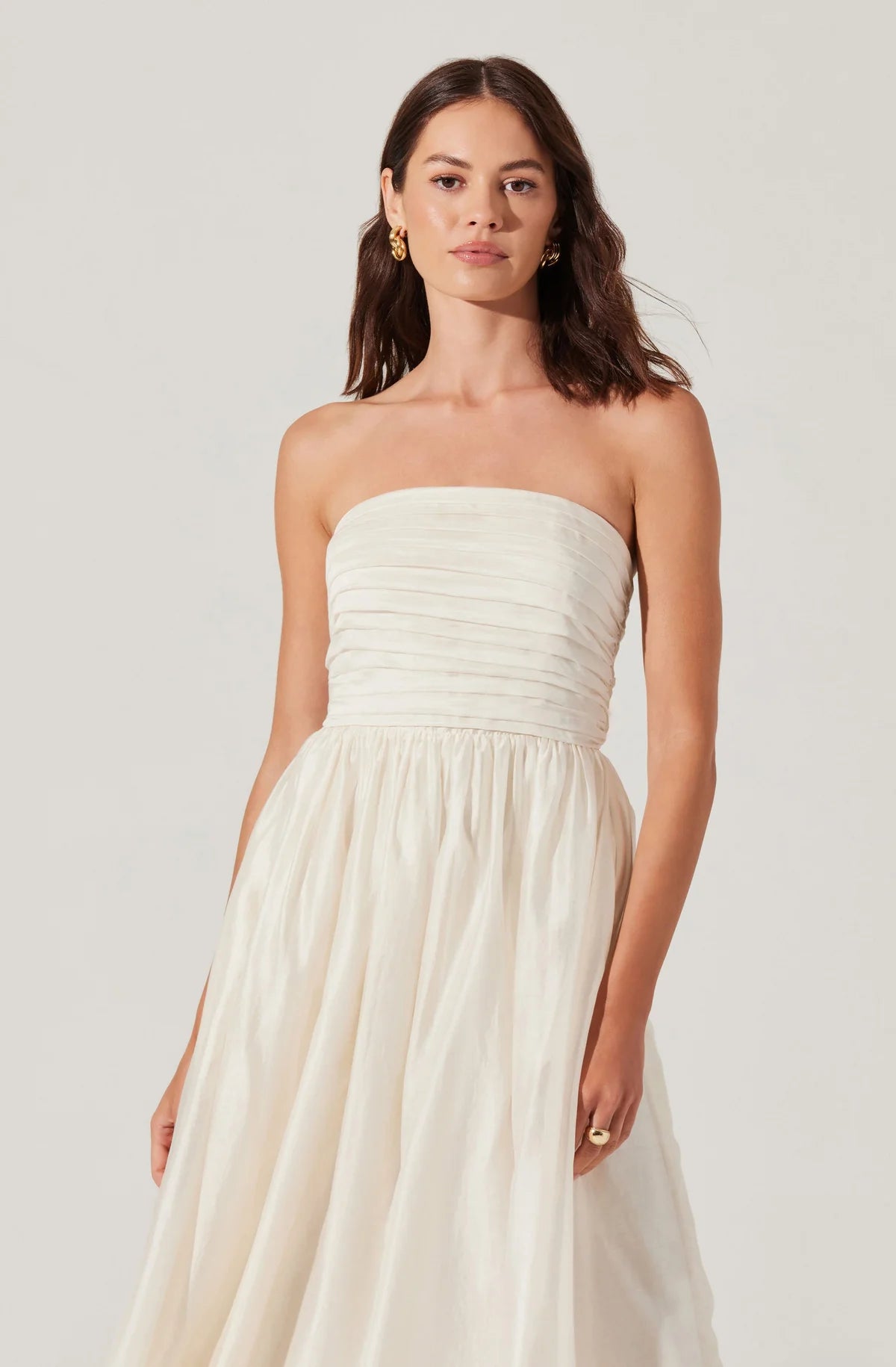 Aneesha Strapless Pleated Midi Dress ACDR102832S - ASTR