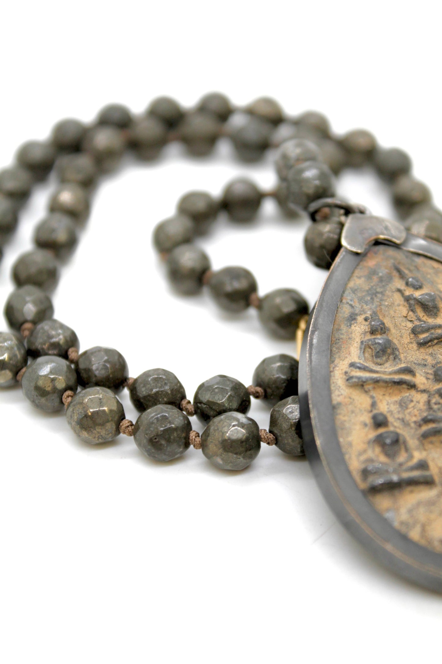 Buddha Necklace 8 - Faceted Pyrite