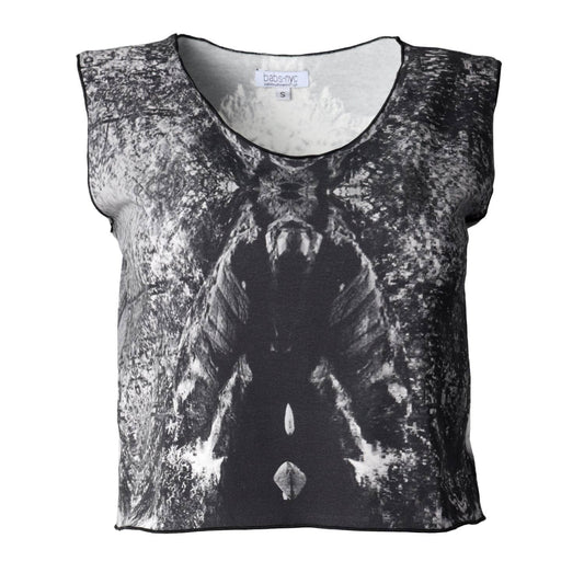 Babs Sleeveless Stretchy Crop Top - Nature Print: L
