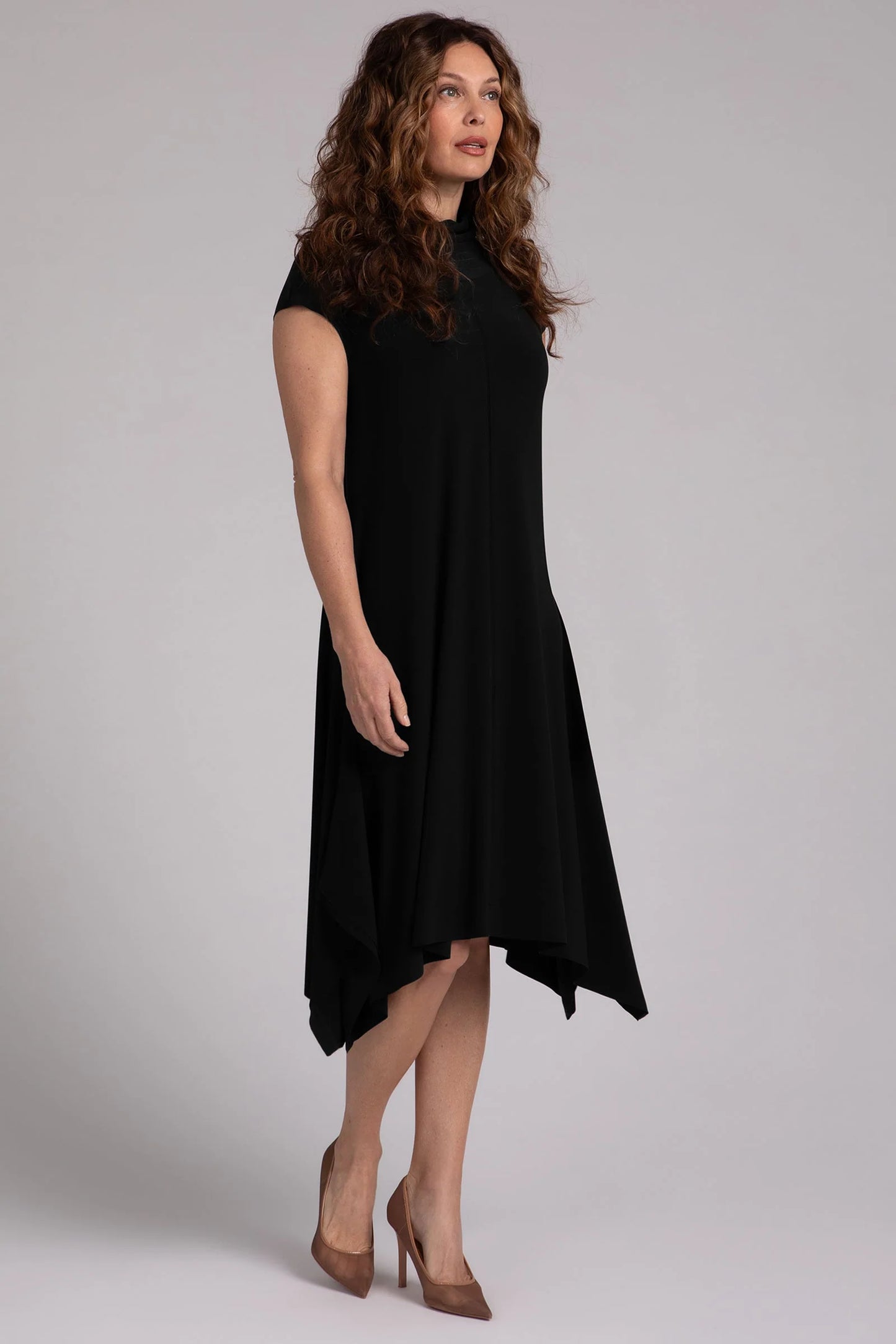 Flounce Funnel Neck Dress 28181-0 - Sympli