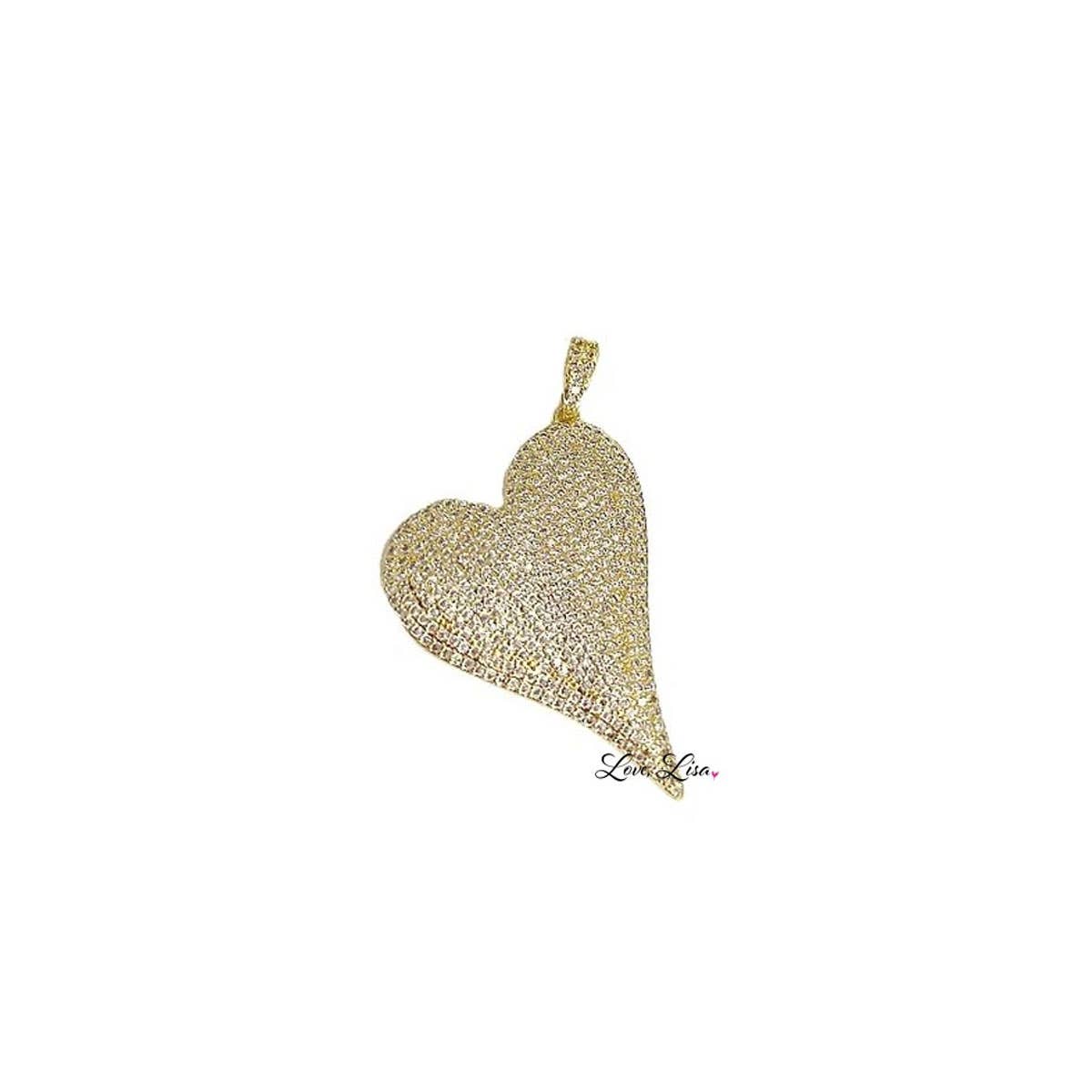 Magnificent Slanted Heart Charm: Gold