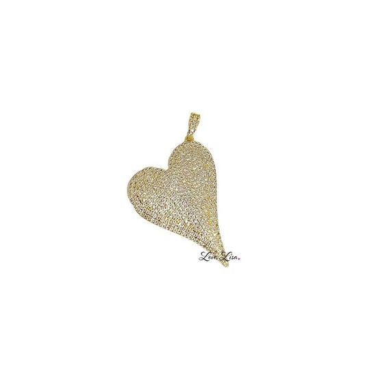 Magnificent Slanted Heart Charm: Gold