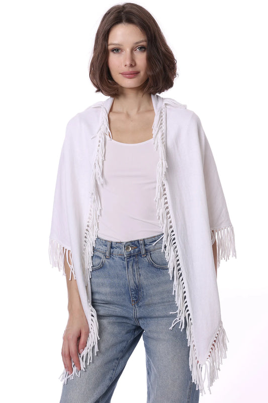 Cotton/Cashmere Fringe Shawl 75211_100 -  Minnie Rose