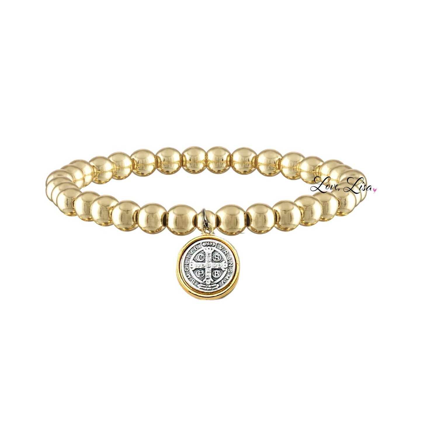 Catholic Medal Saint Stretch Bracelets  & Prayer Cards: Yellow Gold / St. Michael