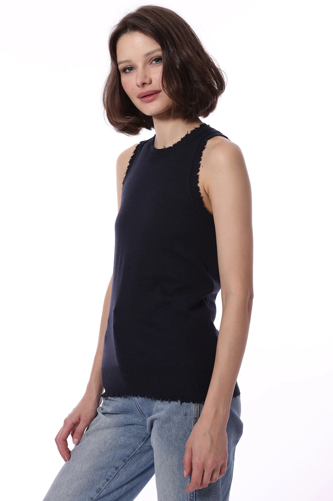 Cotton Cashmere Frayed Tank YR62147 - Minnie Rose