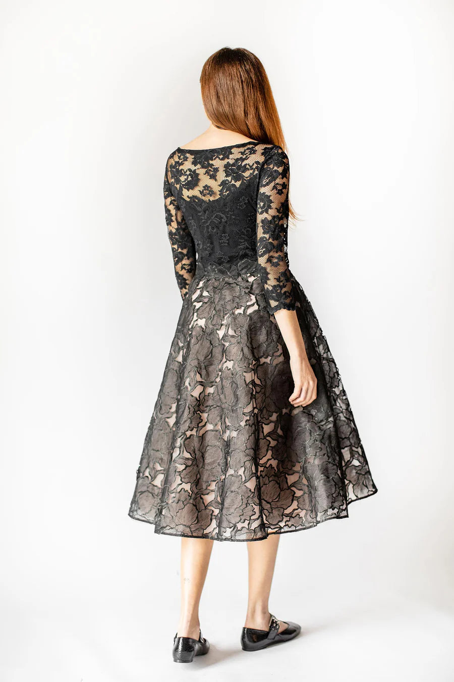 Midnight Bloom Elegance Midi Dress 5785 - Olvi’s