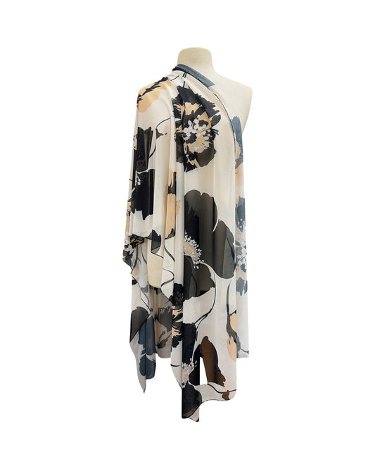 KATELYN Long & Wide Print Mesh Shawl Stole Wrap - Elana Kattan