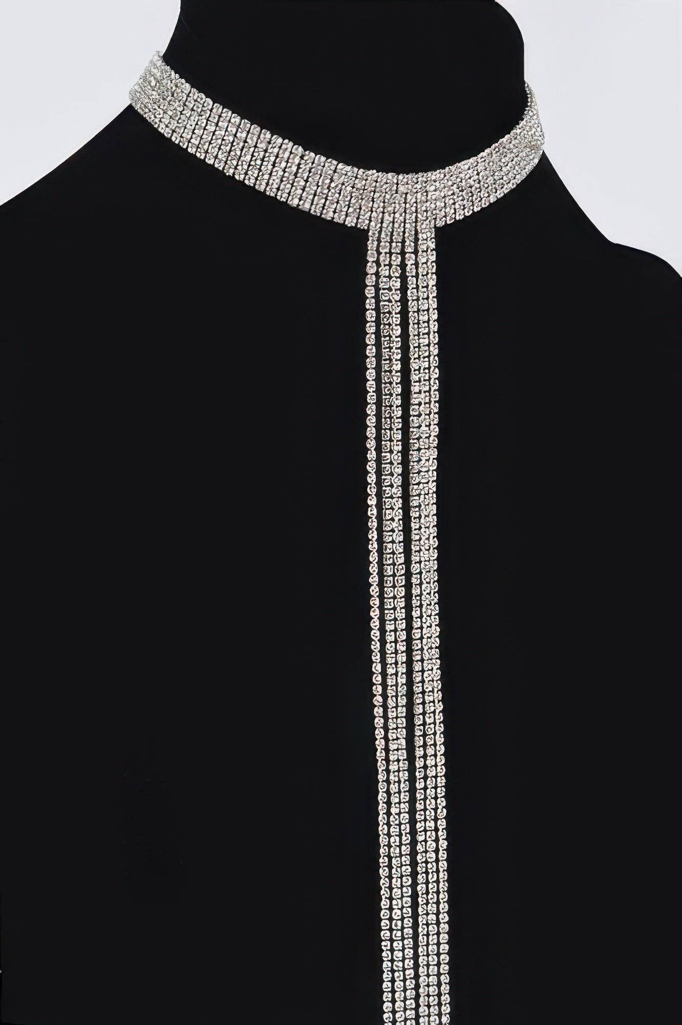 Bar Line Rhinestone Choker Necklace | BYMANYC ® New York Elegance: Silver