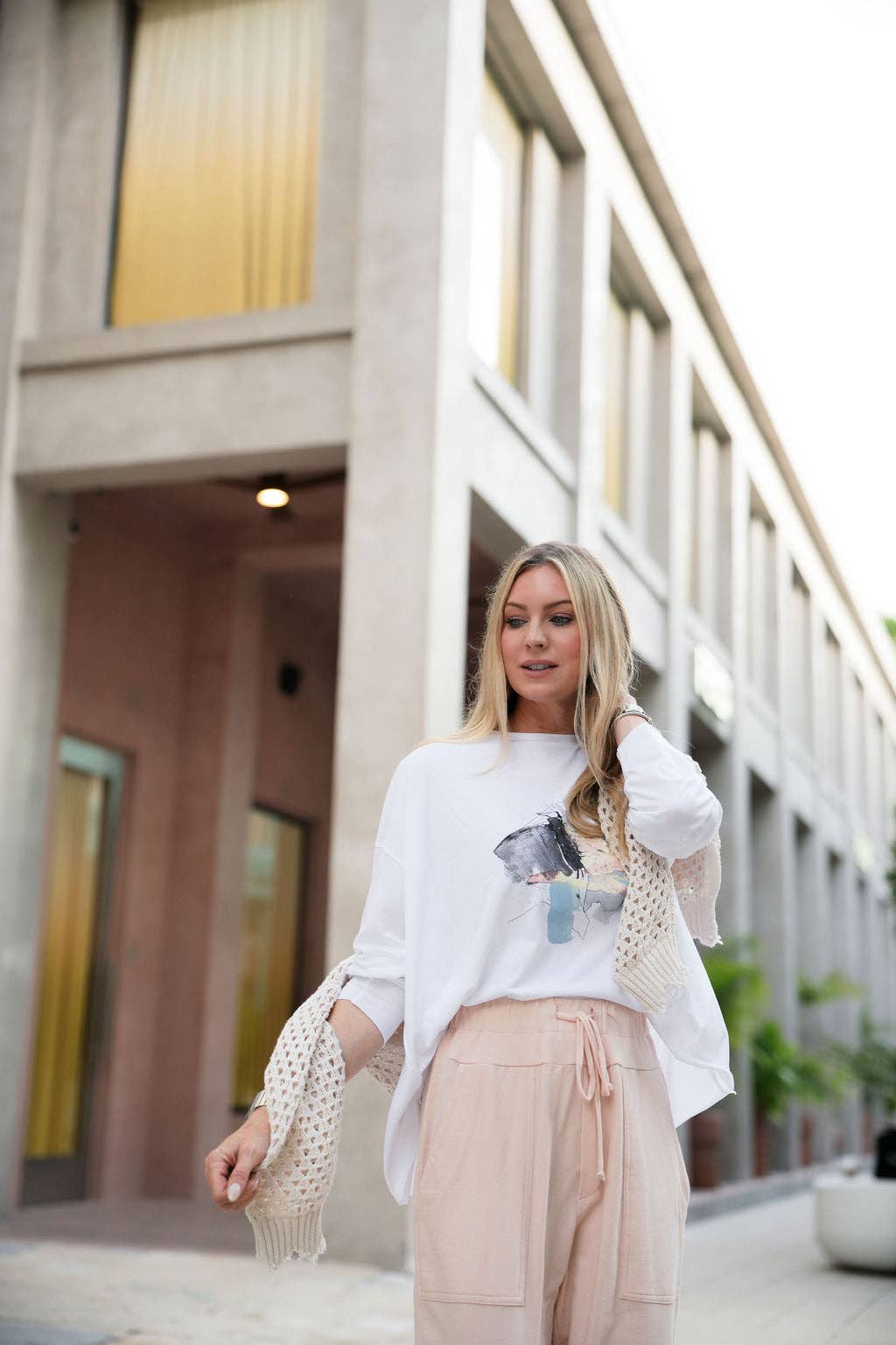 Pima Cotton "Watercolor" Luxury Boxy Tee - As Shown