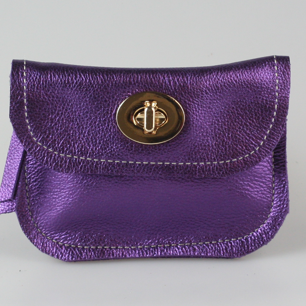 The Turnlock Metallic Leather Wallets: 3 sizes!: Silver / Hamilton: 8"x4.5"