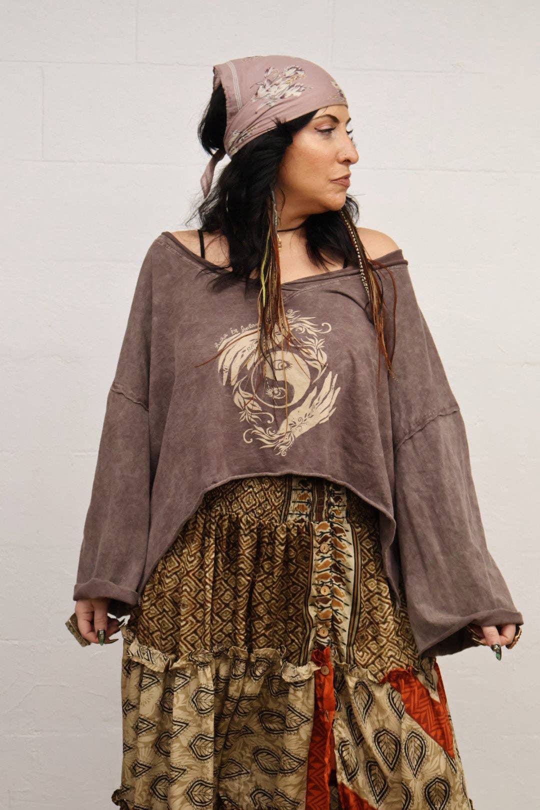 Kantha Bae Dream Cropped Tee - Held In Balance Yin Yang Boho