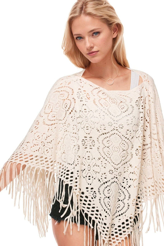 Almost Vintage Boho Stevie Knit Fringe Poncho