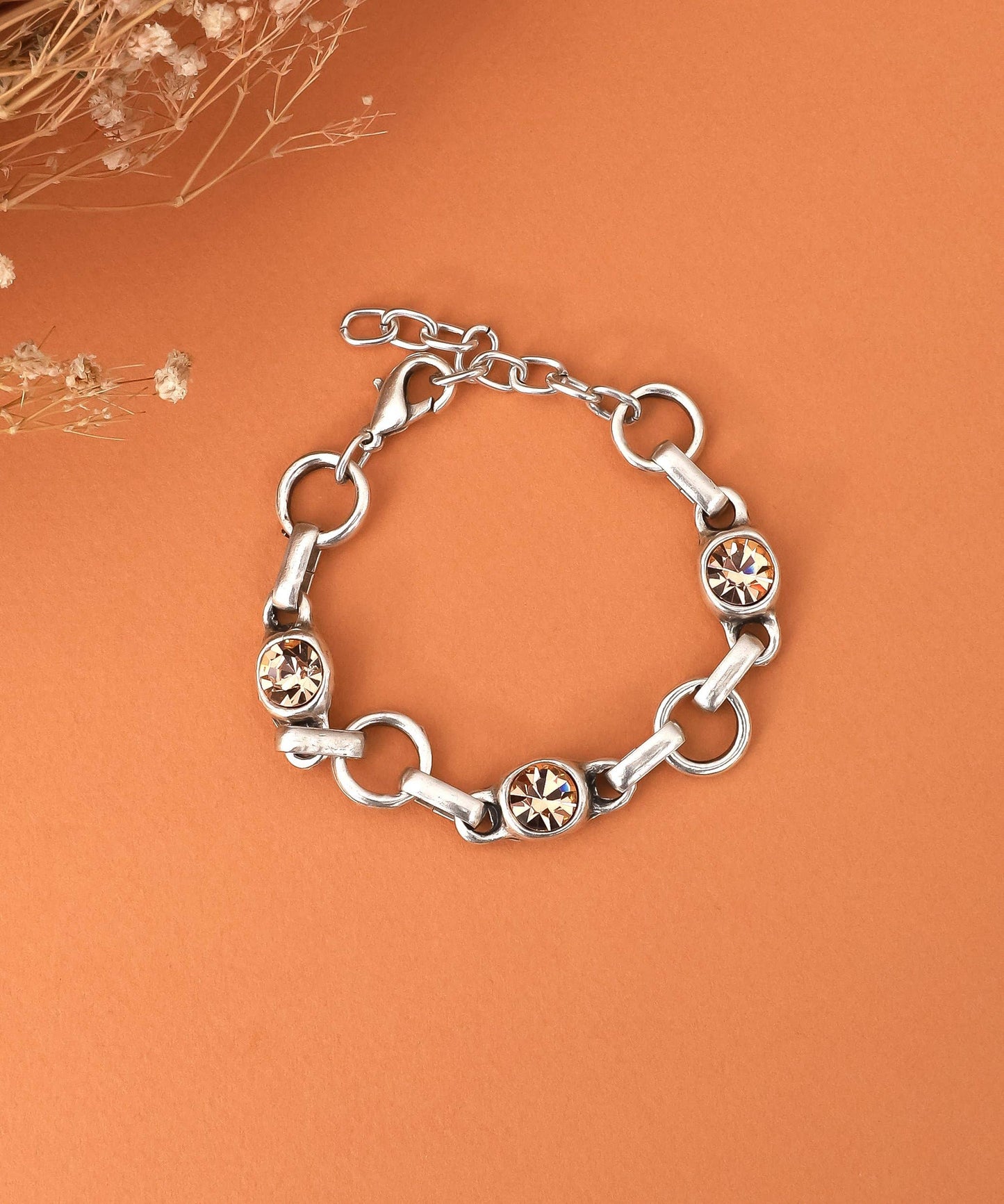 Antique Silver Bracelet….8693400876751: Silver / Antique Silver Plated Zinc / Crystal Glass Stone