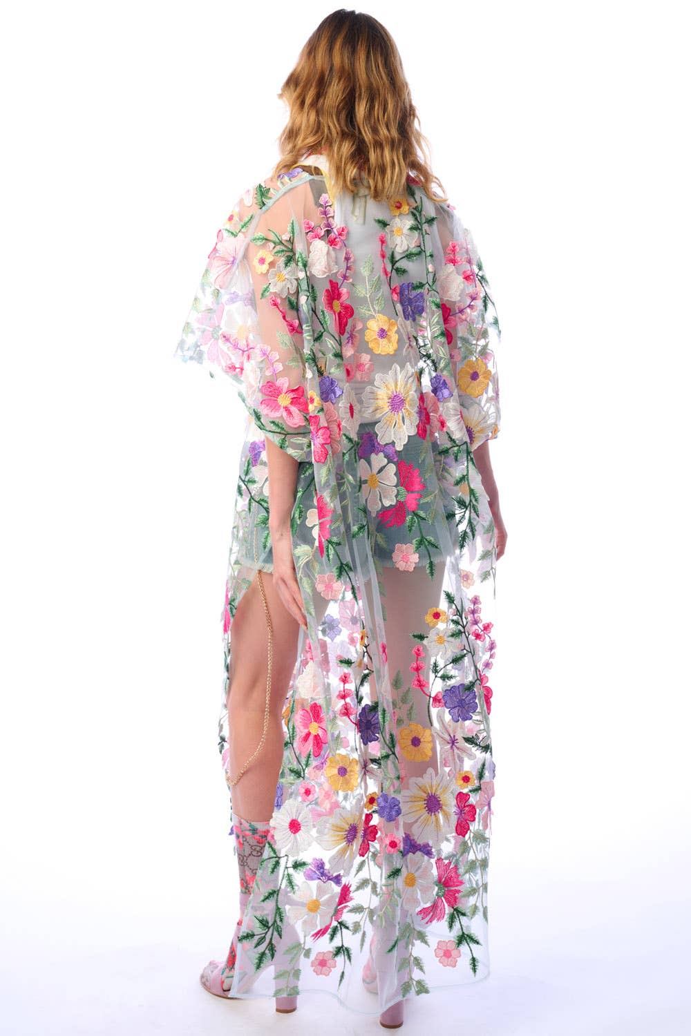 Carmelia Kimono | Floral Mesh Kimono | Women’s Kimono: Floral Mesh / One size