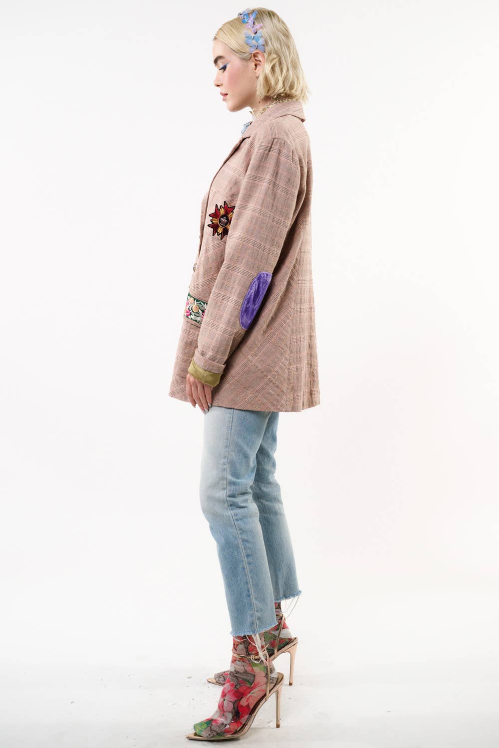 Sudden Sensation Blazer | Pink Jacket | Embroidered Jacket: Pink Ash / S