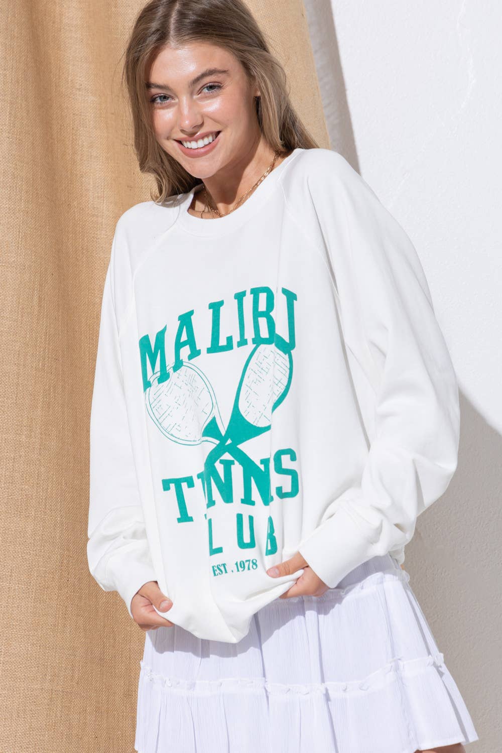 31142T - French Terry Raglan Graphic Tennis Sweatshirt: KELLY GREEN / SMALL