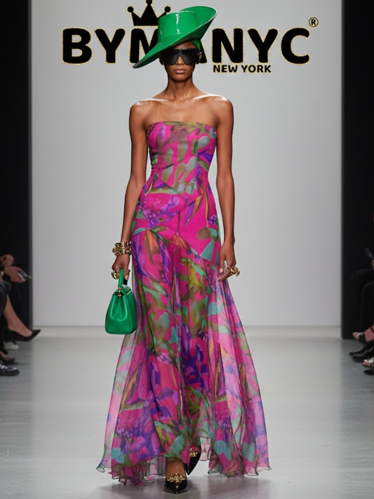 Tropical Vibes Strapless • CHELSEA New Collection BYMANYC ® New York: Multi / XS