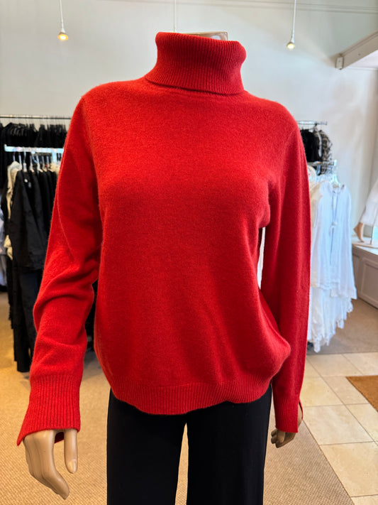 Cash Turtleneck Pullover w/ Slit Sleeve Detail - Minnie Rose
