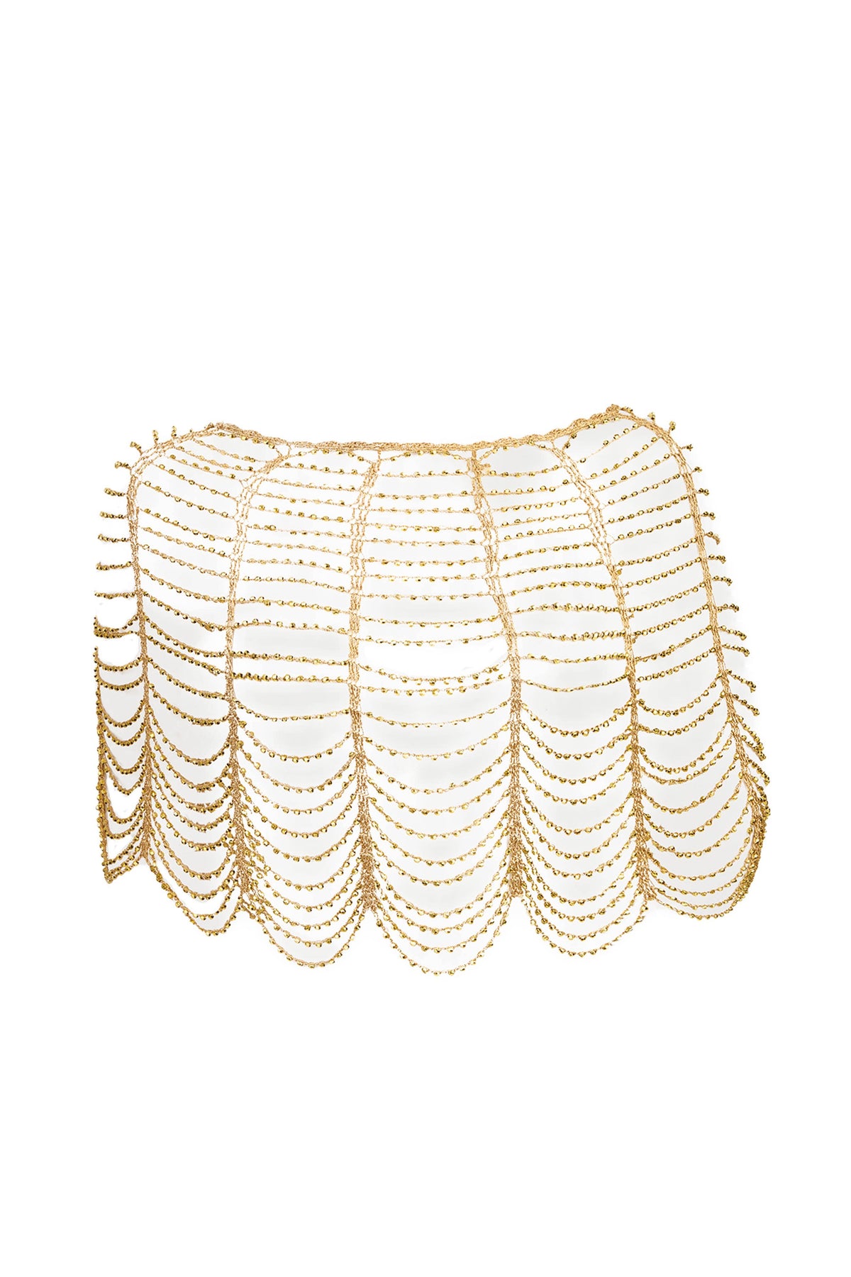 Festive Scallop Beaded Capelet: Silver