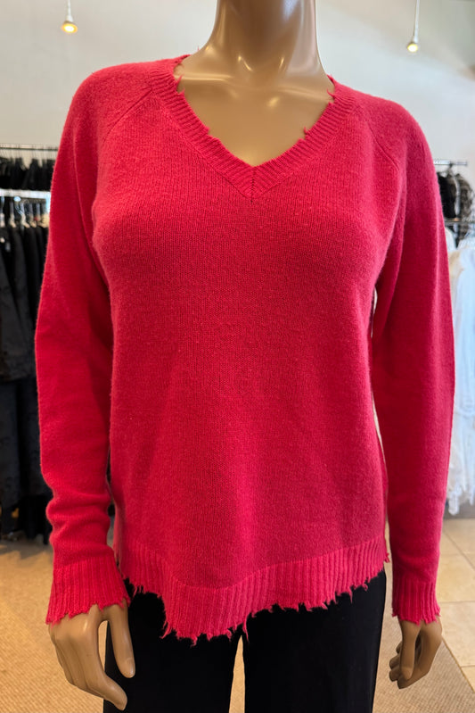 Cotton Cashmere Frayed Edge V - Minnie Rose