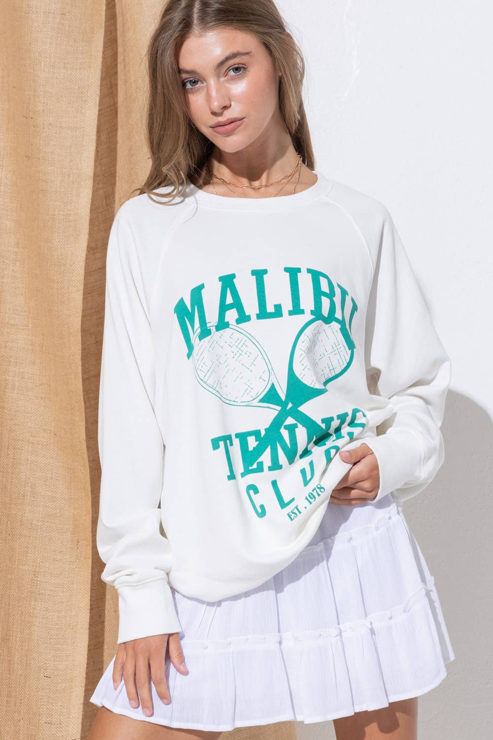 31142T - French Terry Raglan Graphic Tennis Sweatshirt: KELLY GREEN / LARGE