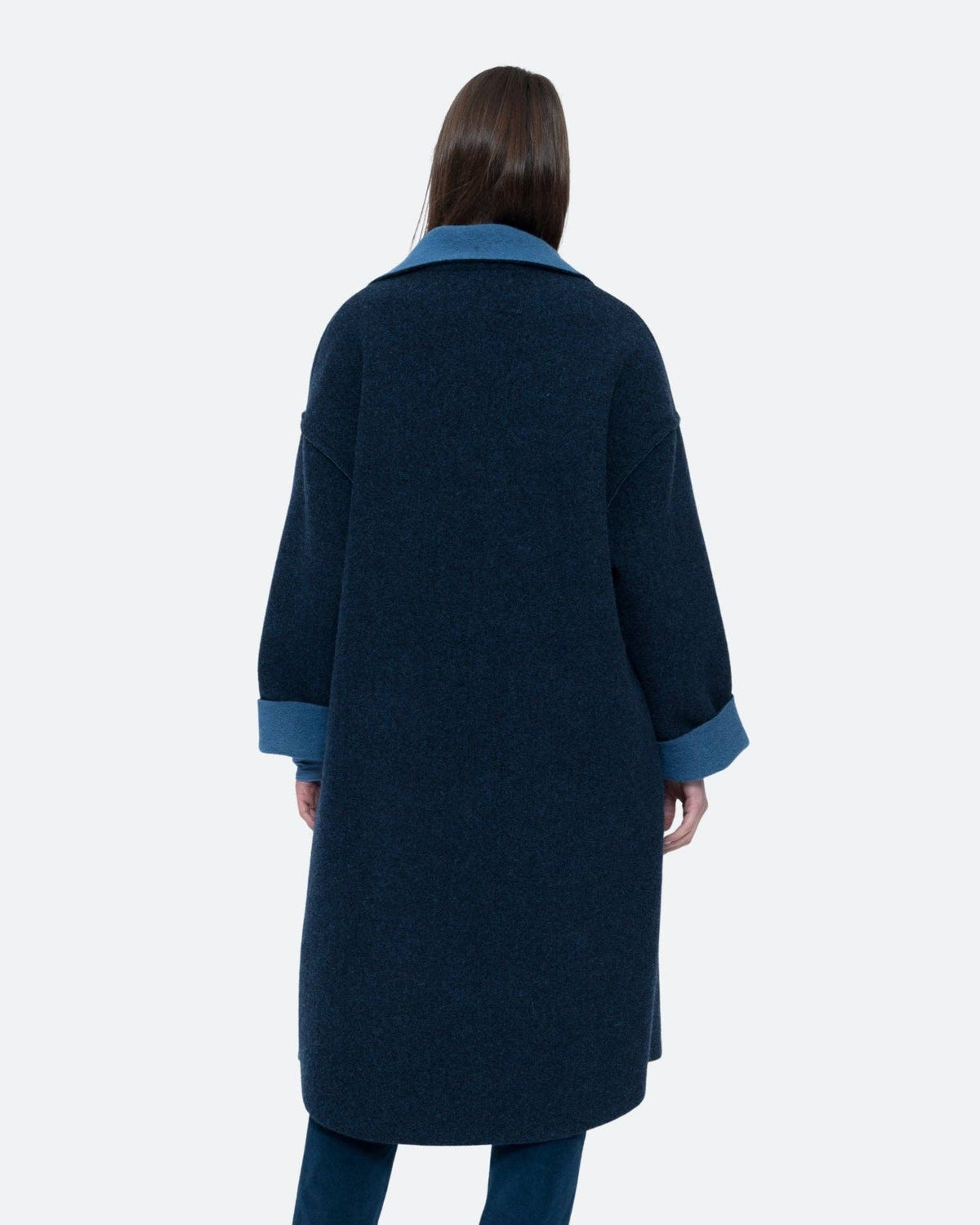 Blueberry Two Tone Overcoat, Navy: BLUE / ONE SIZE