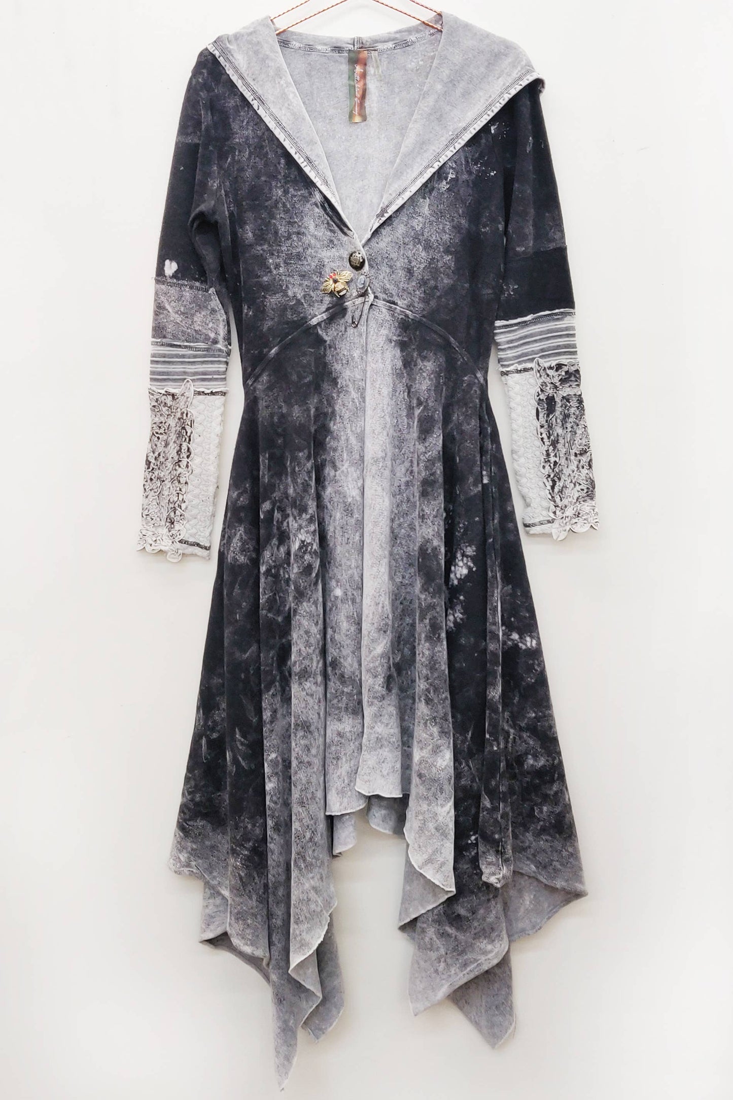 Forest Goddess French Terry Coat: L / Black Acid Wash