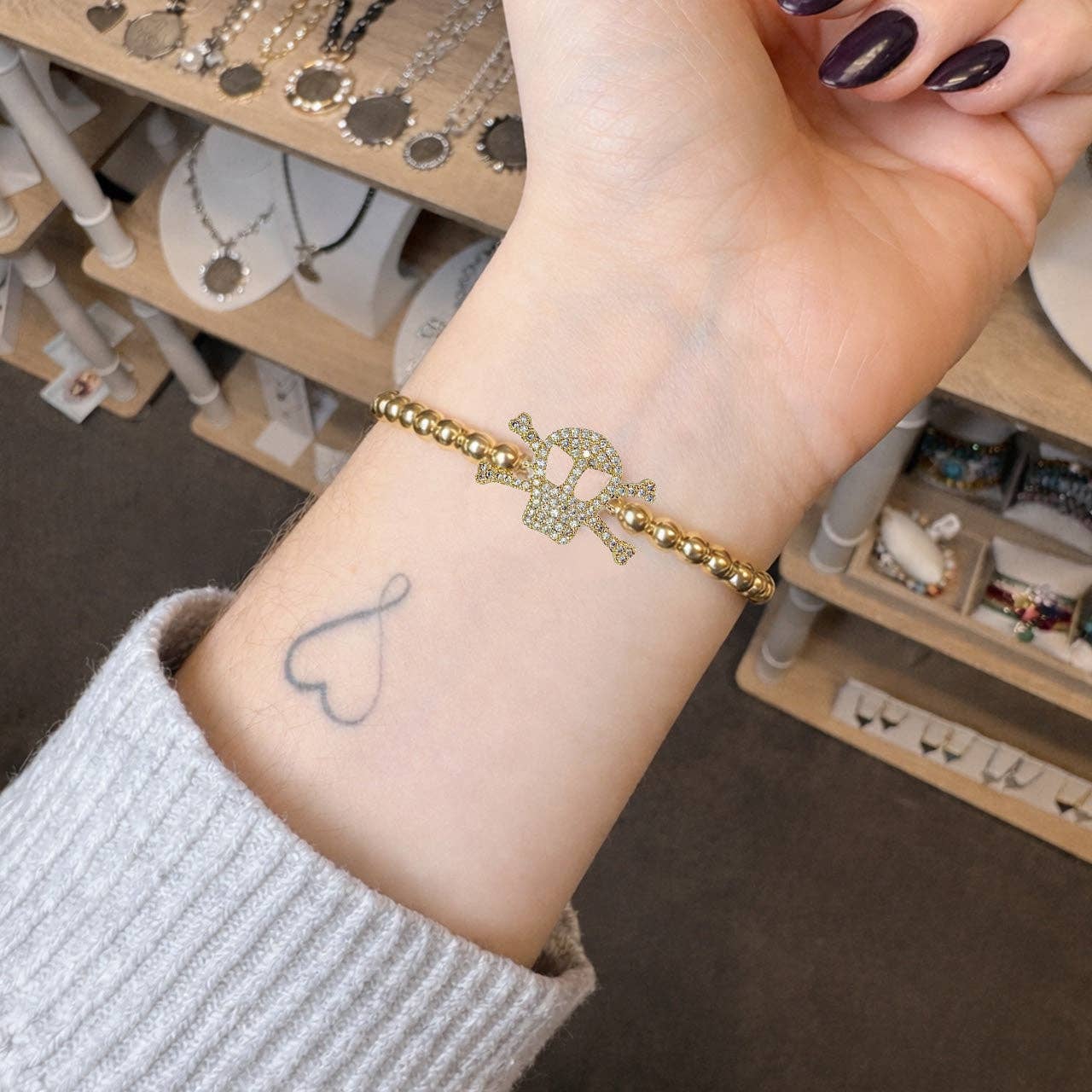 Ziggy Skull Bracelet: Gold