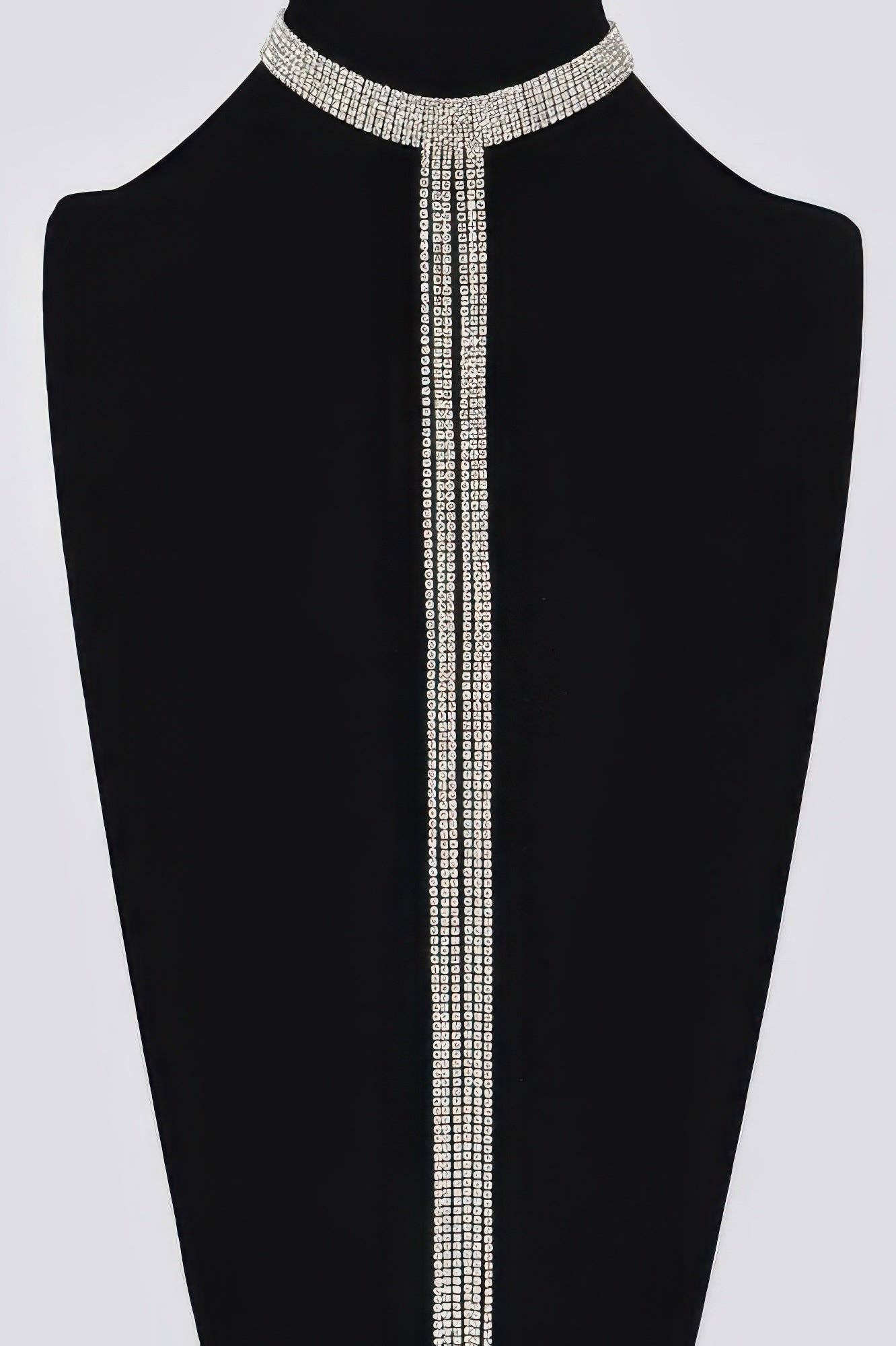 Bar Line Rhinestone Choker Necklace | BYMANYC ® New York Elegance: Silver