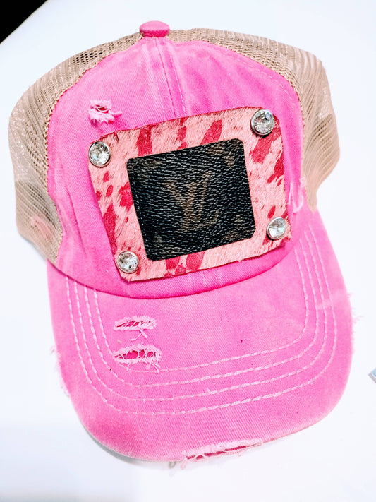 Hot pink upcycled ball cap