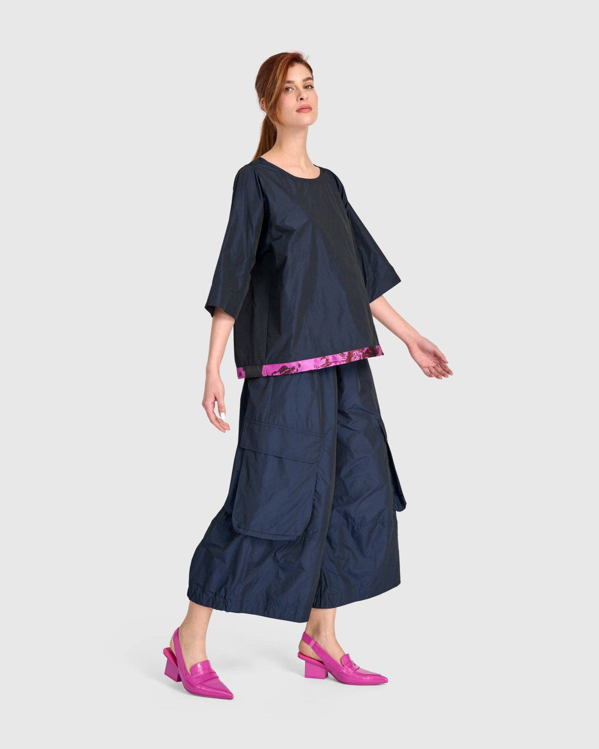 Trimmed Boxy Top, Ink: NAVY / M (US 12-14)
