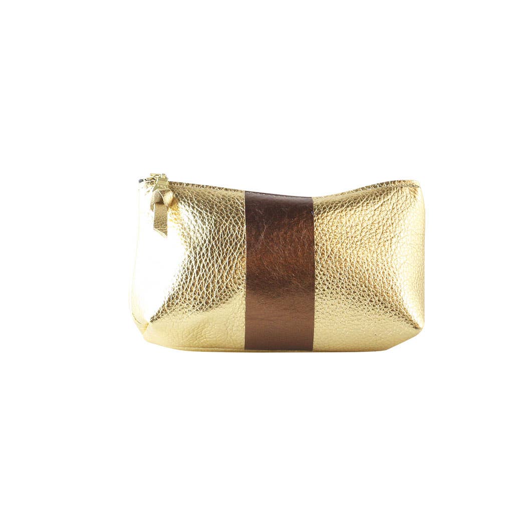 The Metallic Stripe Smaller Makeup Clutch: Bardot: Fuschia with 1stripe: Platinum