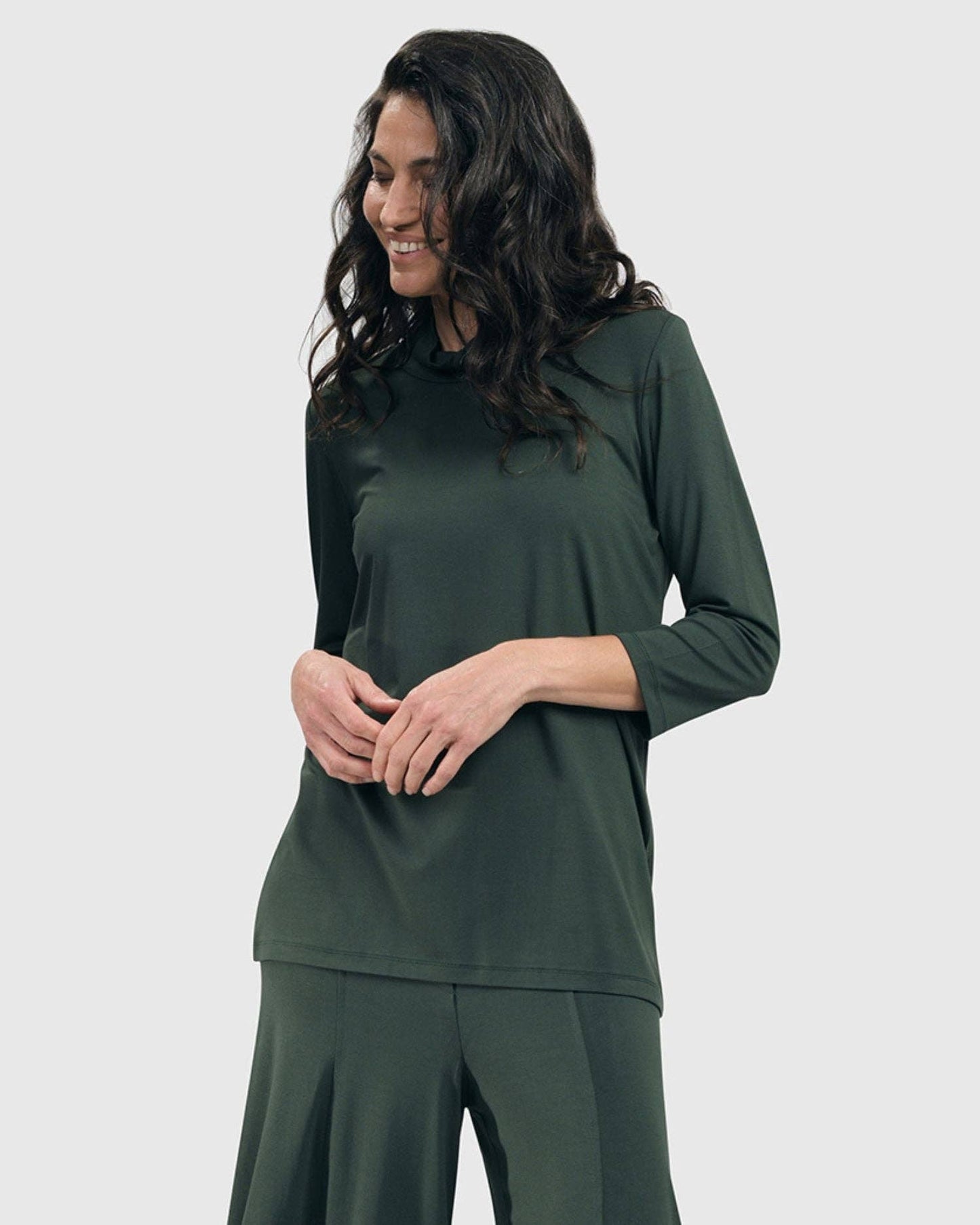 Essential Mockneck Top, Green: Green / 3 (US 10-12)
