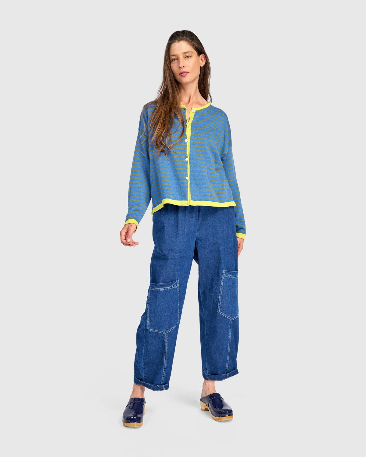 Thimble Trimmed Cardigan, Indigo: Indigo / ONE SIZE