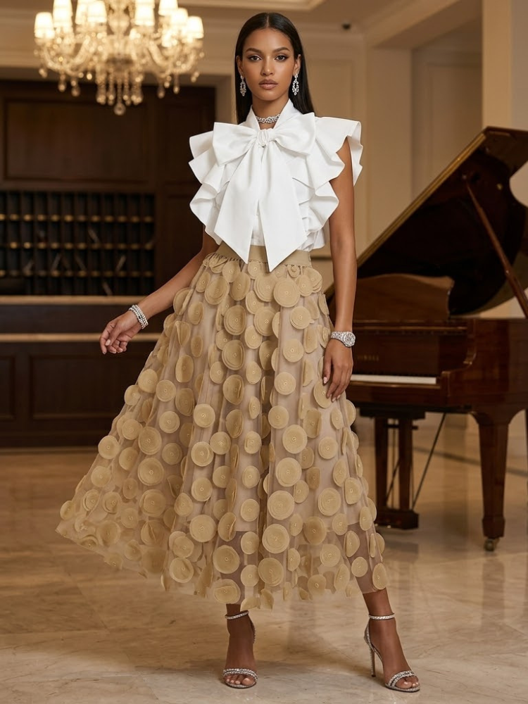 WOMEN'S LONG SKIRT - New Collection PARIS LE MARAIS - RIVOLI - BYMANYC ® New York: Khaki / One Size