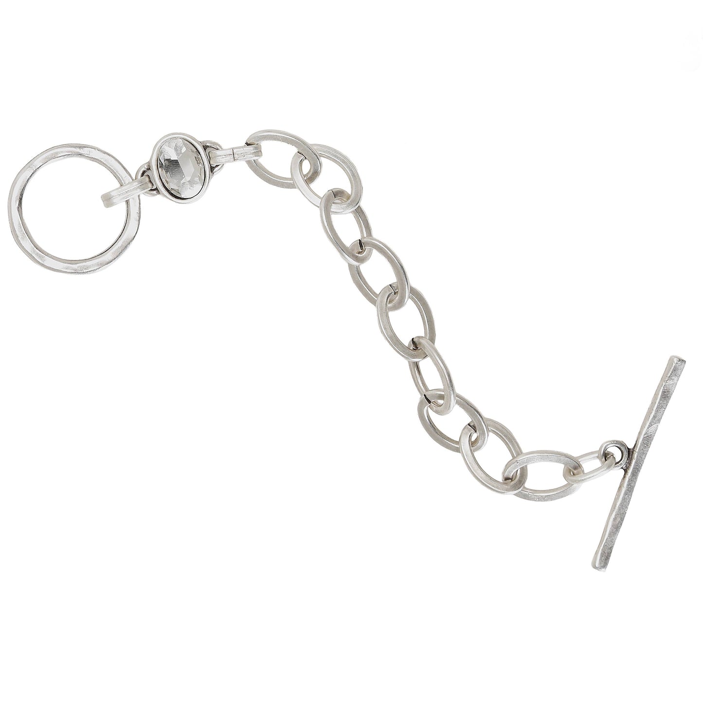Handmade Clear Crystal Brass Bracelet - 2944