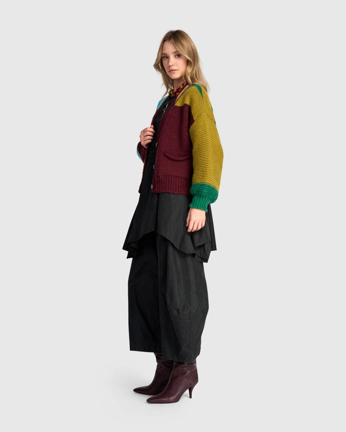 Carnival Chunky Cardigan, Primary Mix: Wine / S (US 8-12)