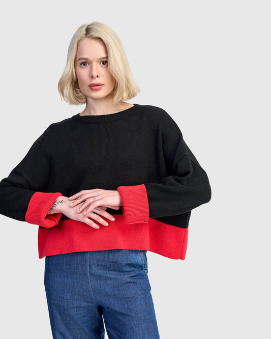 Vista Block Sweater, Red: Red / L (US 14-16)