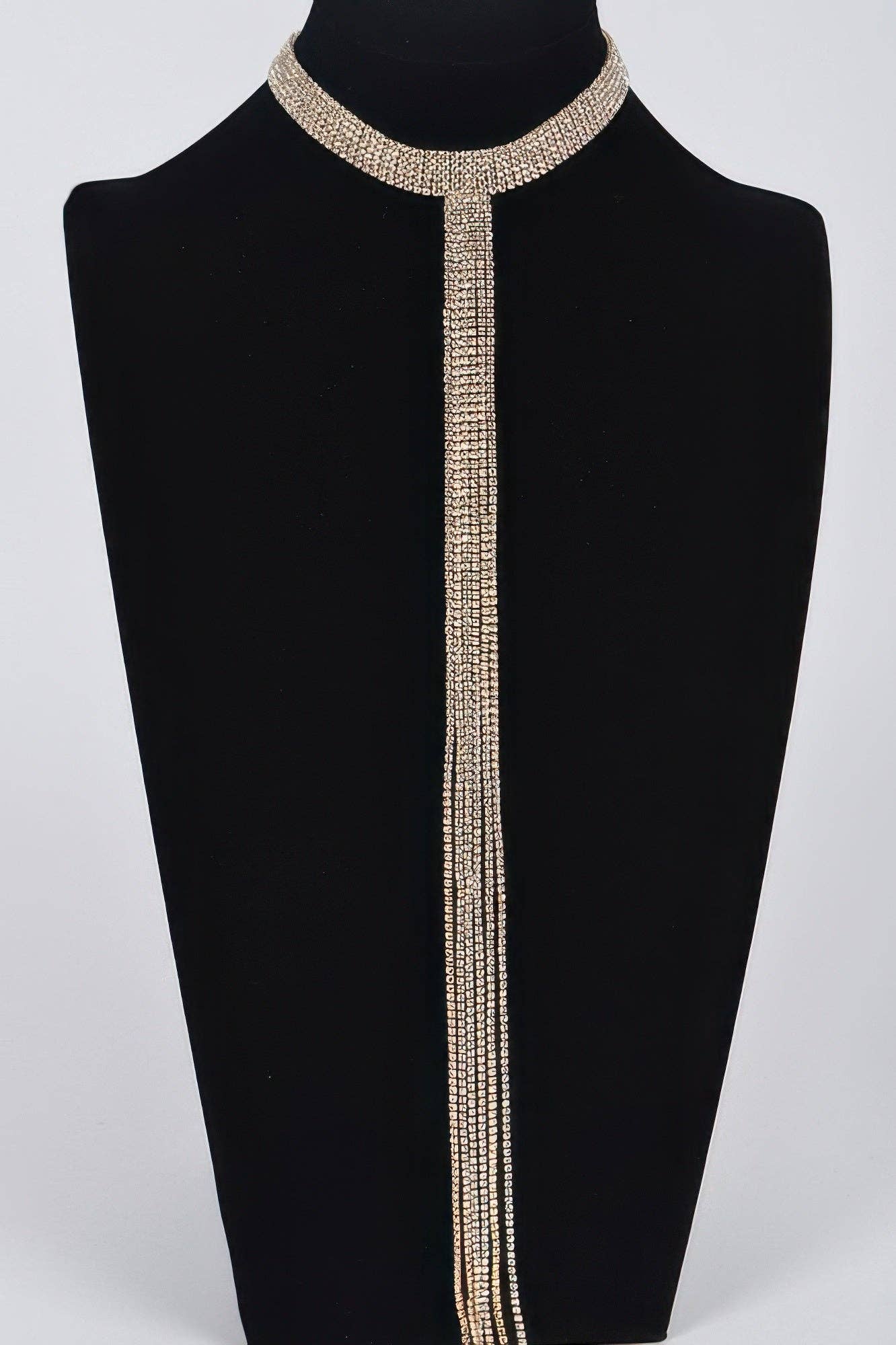 Bar Line Rhinestone Choker Necklace | BYMANYC ® New York Elegance: Silver