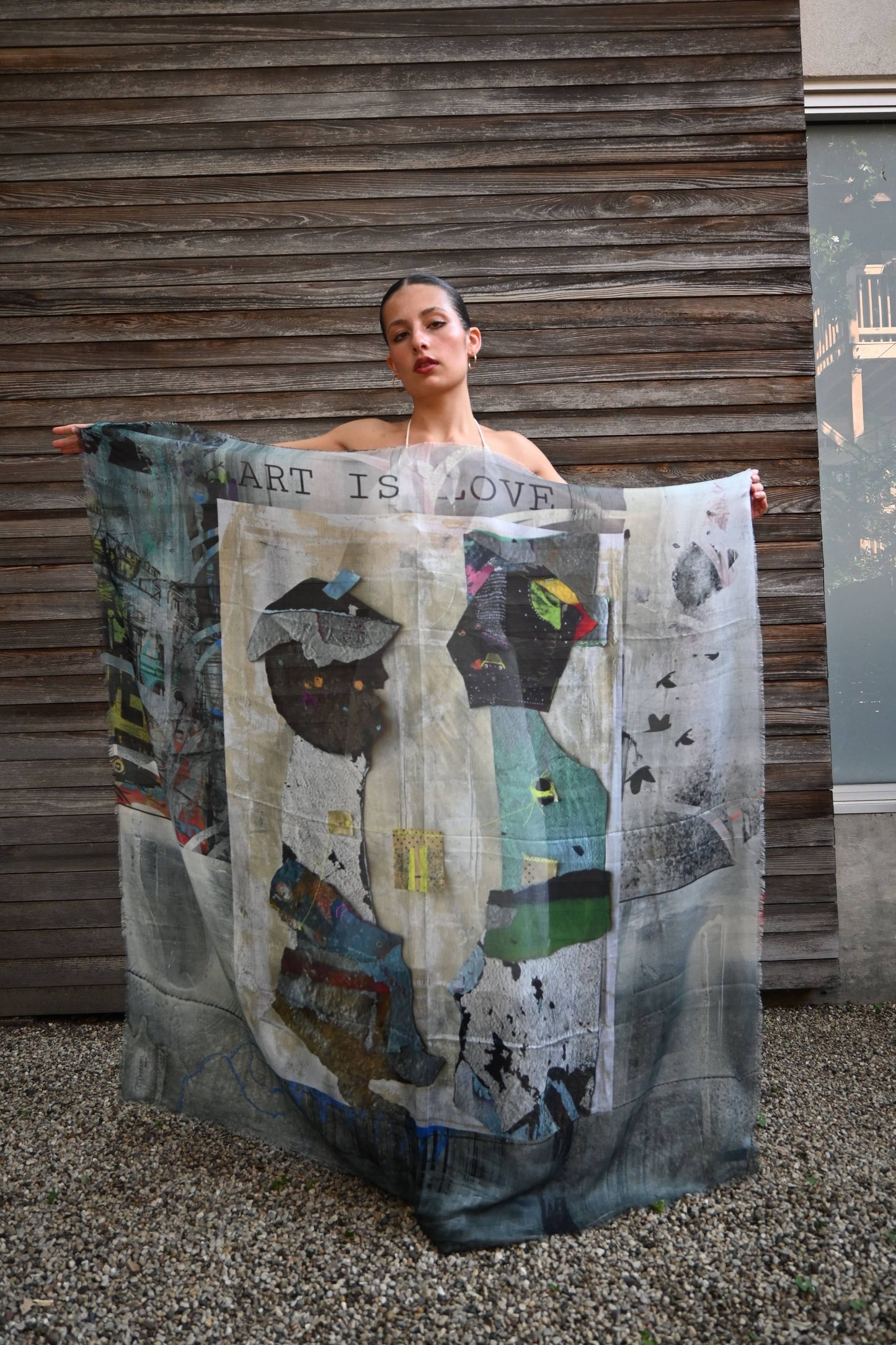 Silk-Modal Large Square Scarf - Art is Love