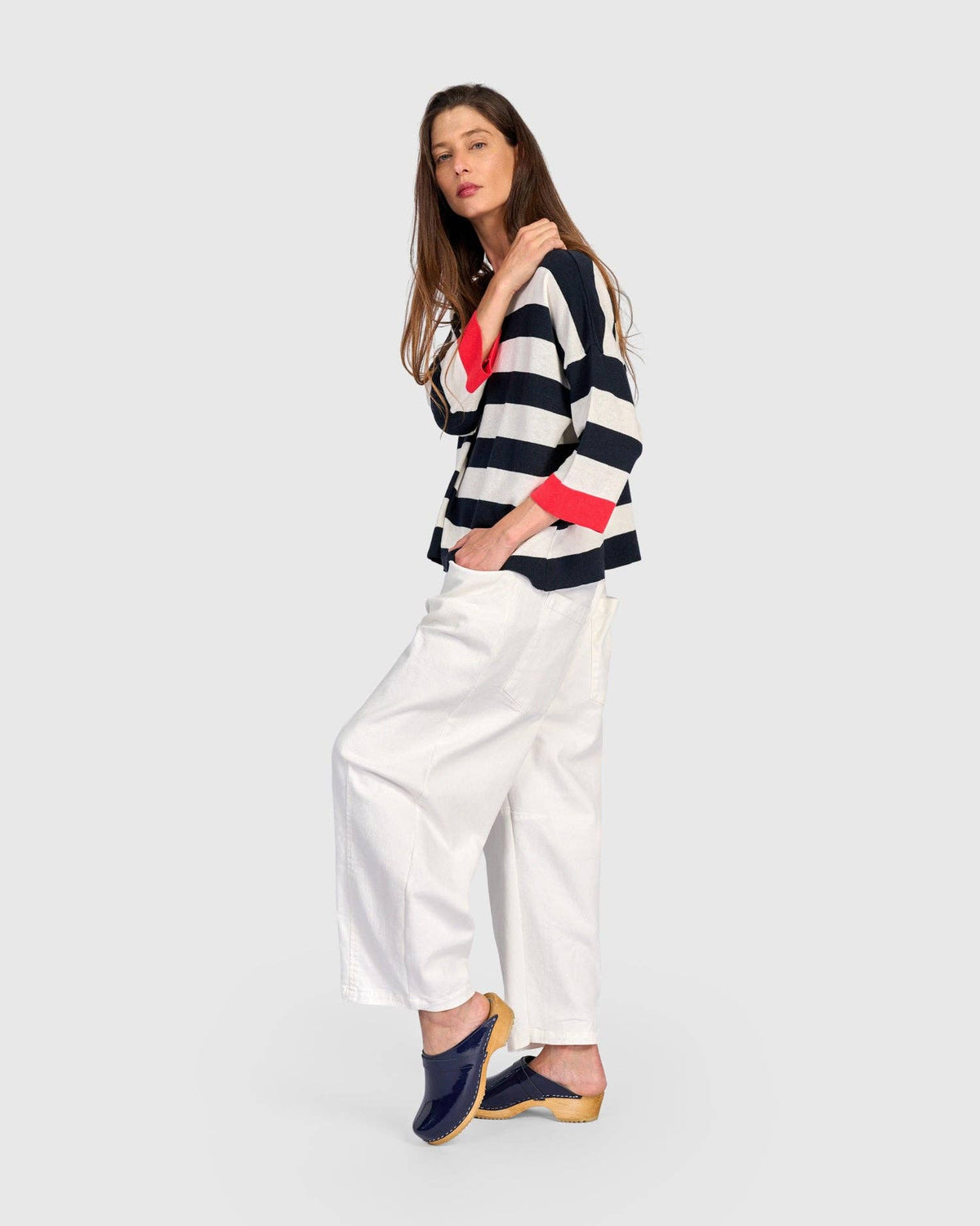 Jetty Striped Sweater, Red Trim: Red / ONE SIZE
