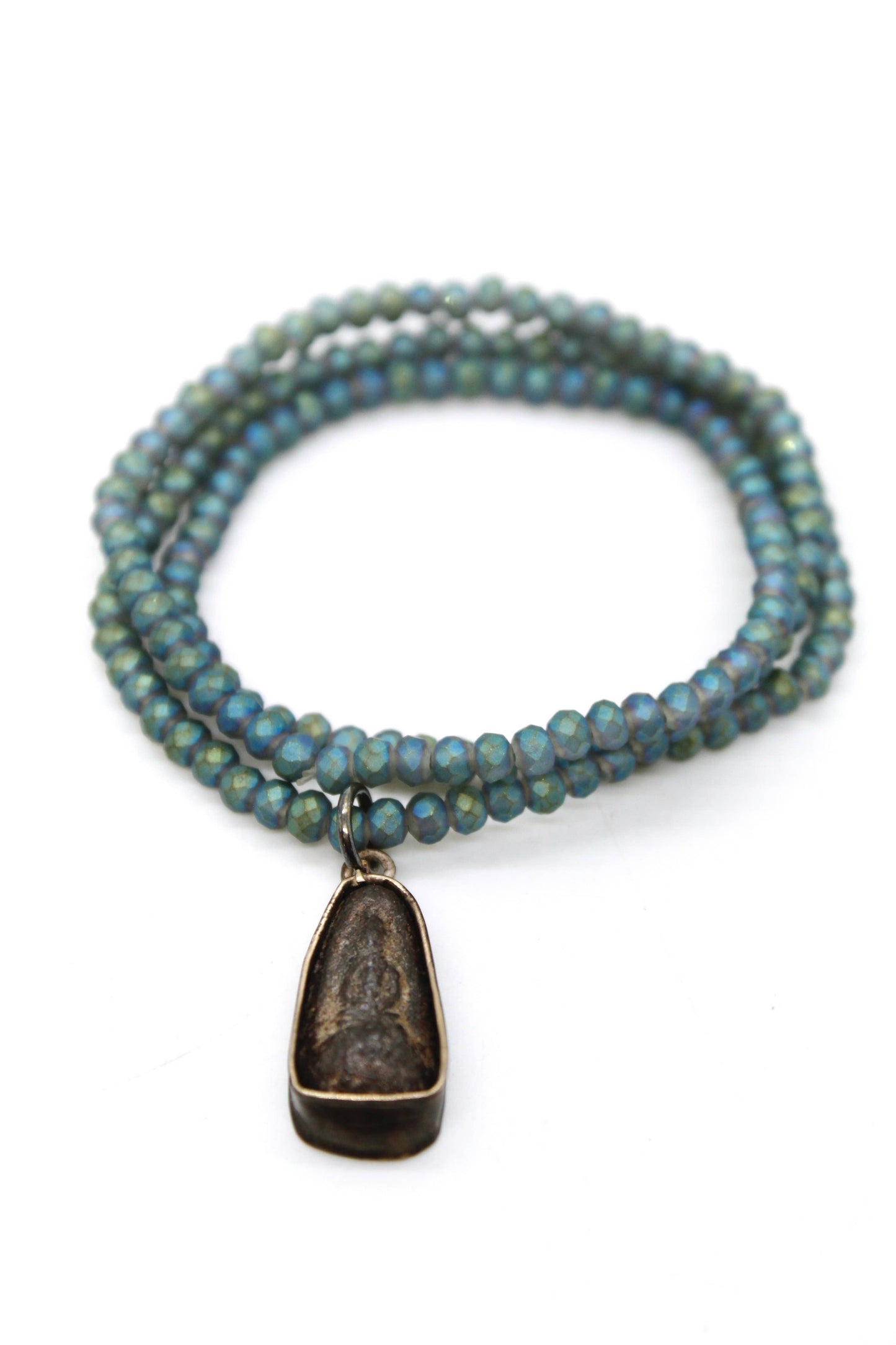 Matte Crystal Necklace with Small Buddha -Buddha Collection-: Option 1