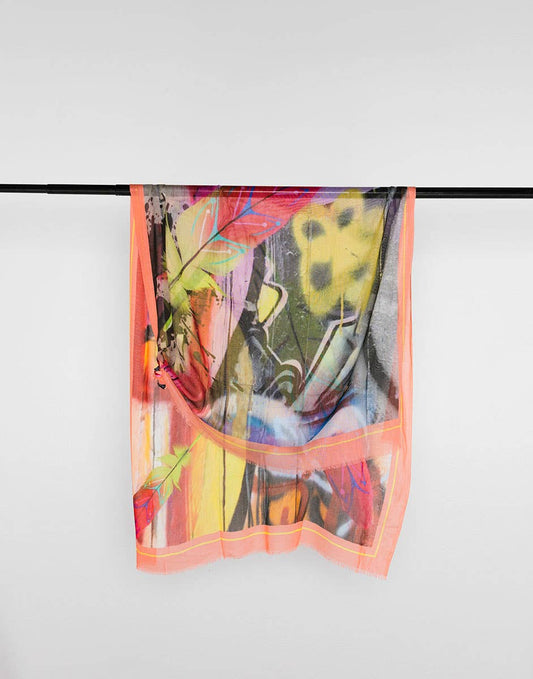 Cotton Scarf Wild Feathers