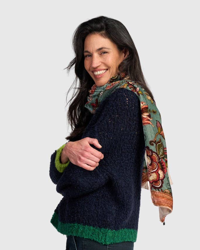 Mango Velvet Scarf, Steel Blue: Garden / ONE SIZE