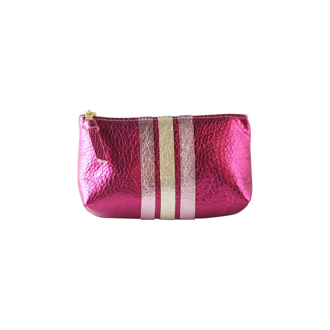 The Metallic Stripe Smaller Makeup Clutch: Bardot: Mango w/layered stripe: Platinum-Bronze